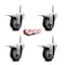 Service Caster 35 Inch Thermoplastic  Rubber Swivel 58 Inch Threaded Stem Caster Set with Total Lock Brake SCC-TSTTL20S3514-TPRB-58212-4 - alternate 3